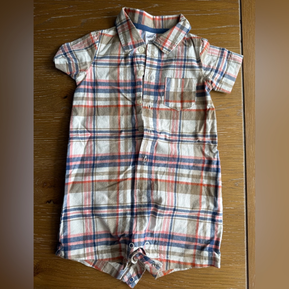 Carter's Multicolor Plaid Button-Up Onesie
